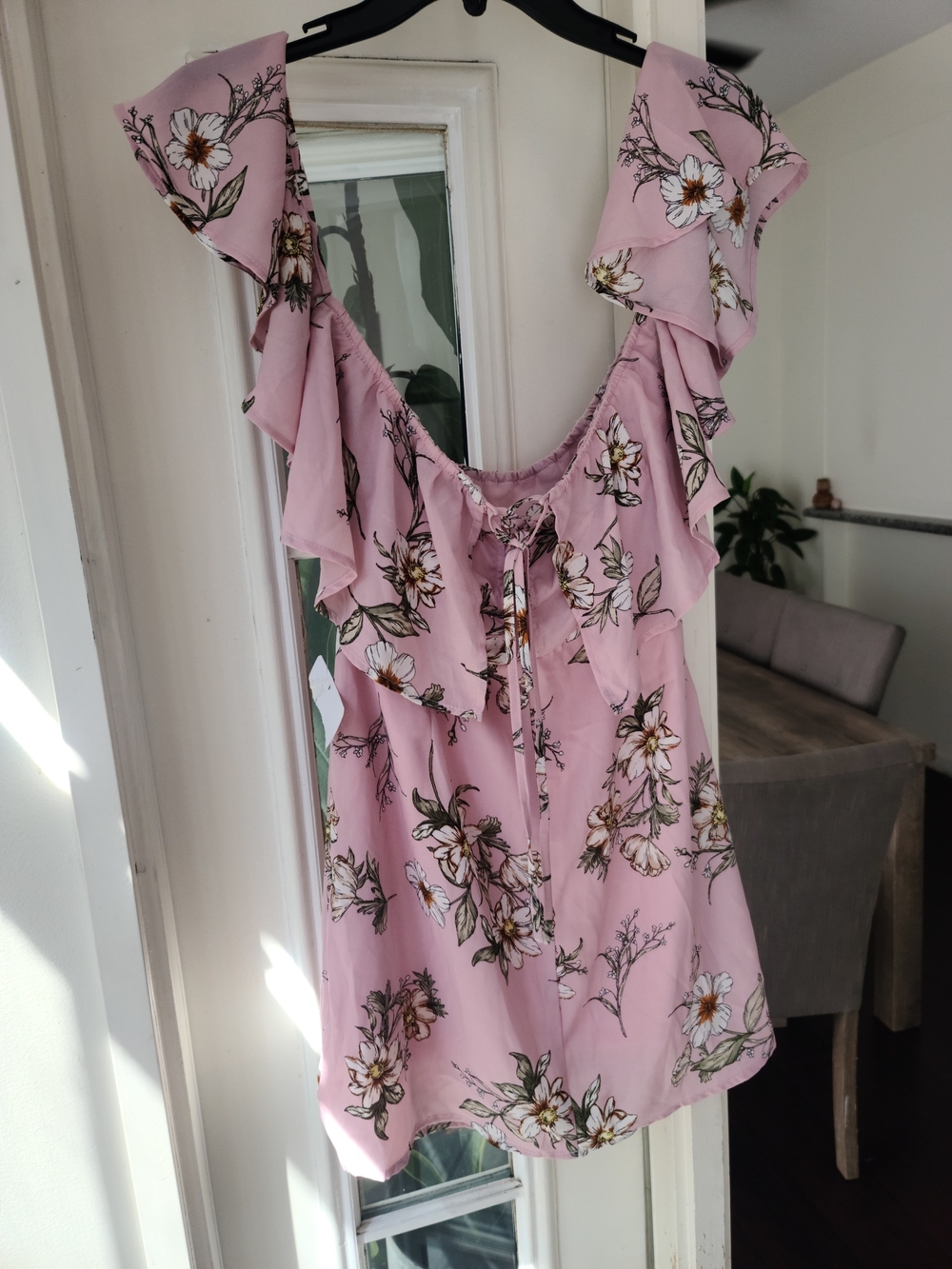 Love Tree Pink Floral Ruffle Romper - Picture 4 of 5
